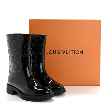 Louis Vuitton Rubber Embossed Monogram Drops Flat Half Boots 38 Black 9 of 9