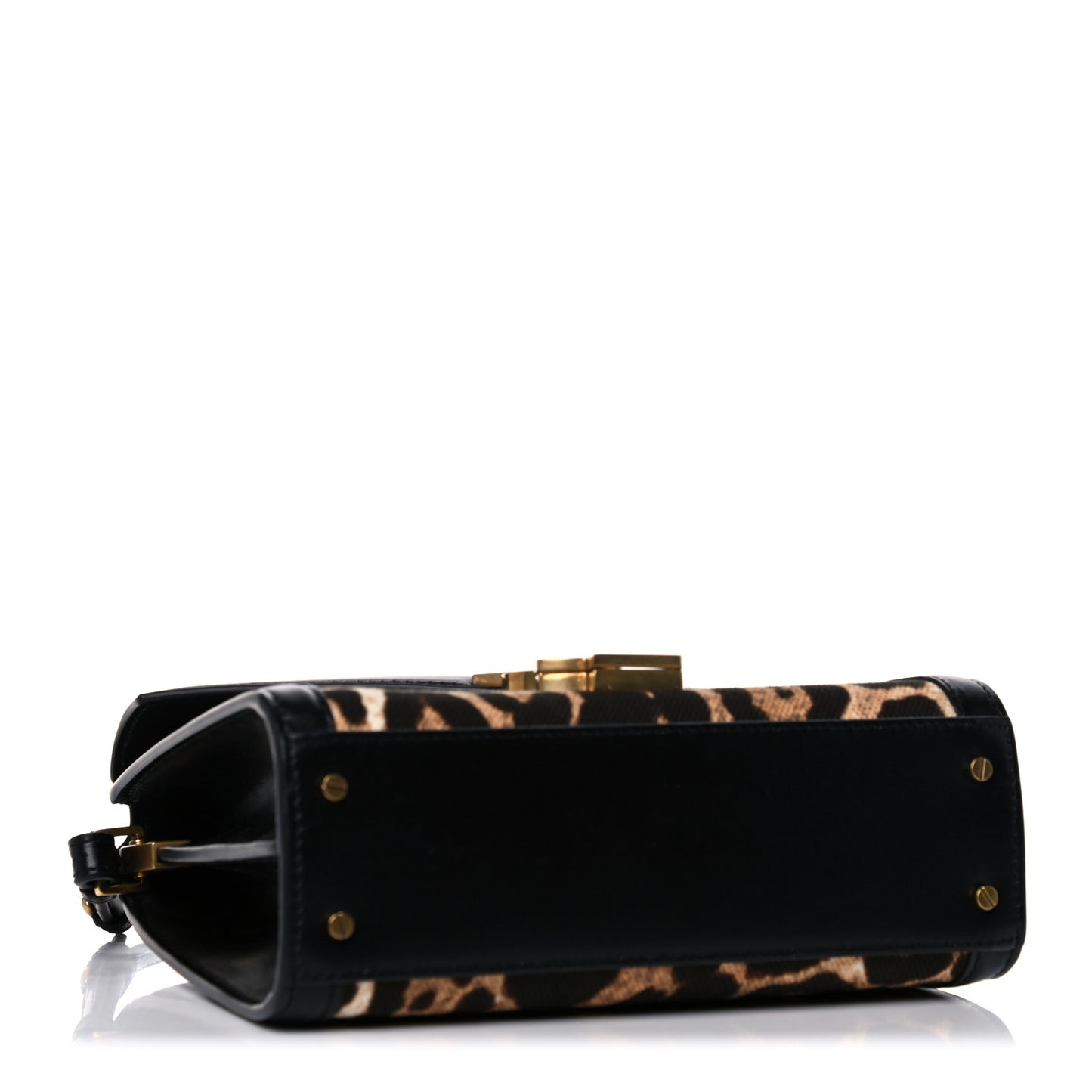 Canvas Leopard Print Mini Classic Monogram Cassandra Top Handle Black