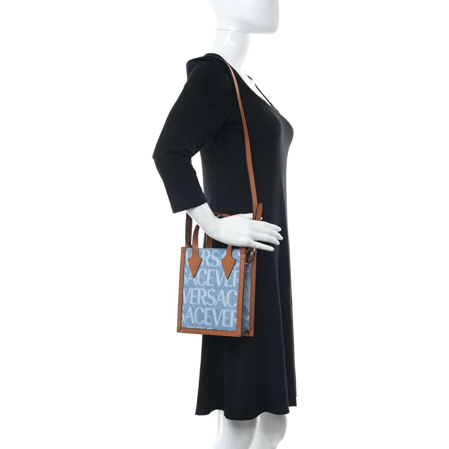 Denim Calfskin Allover Crossbody Bag Blue