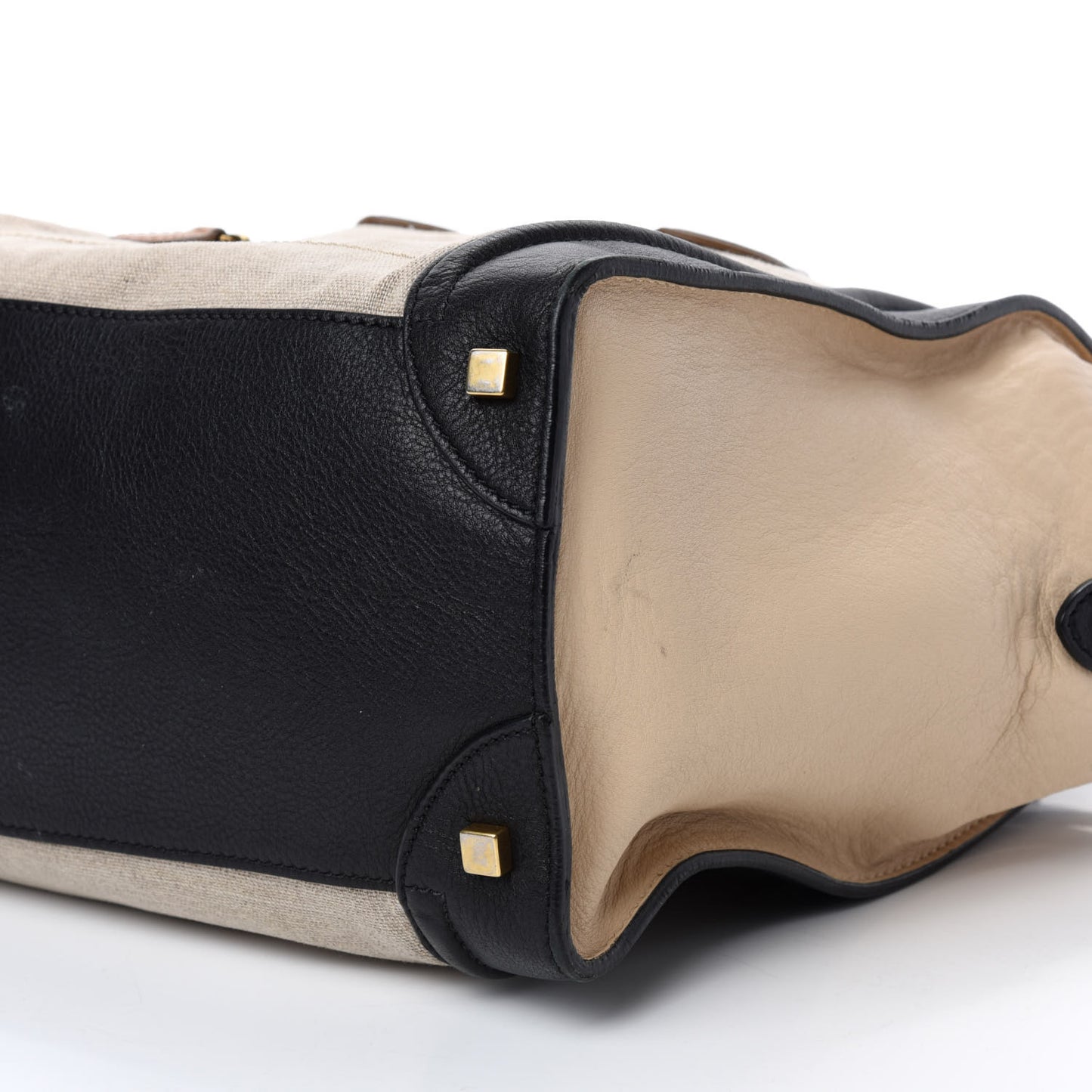 Calfskin Linen Mini Tri-Color Luggage Beige