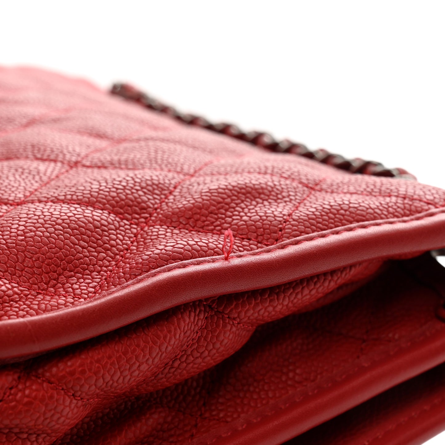 Caviar Quilted Large French Riviera Flap Red