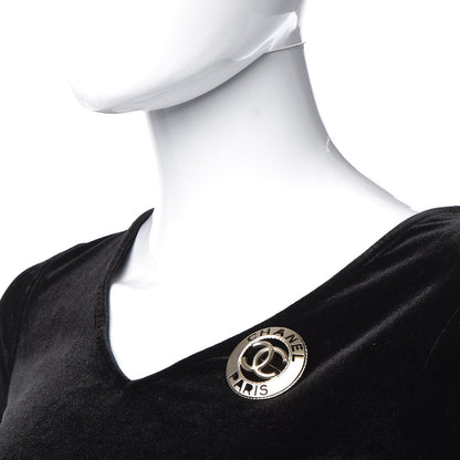 Chanel Metal CC Paris Brooch Light Gold 2 of 6