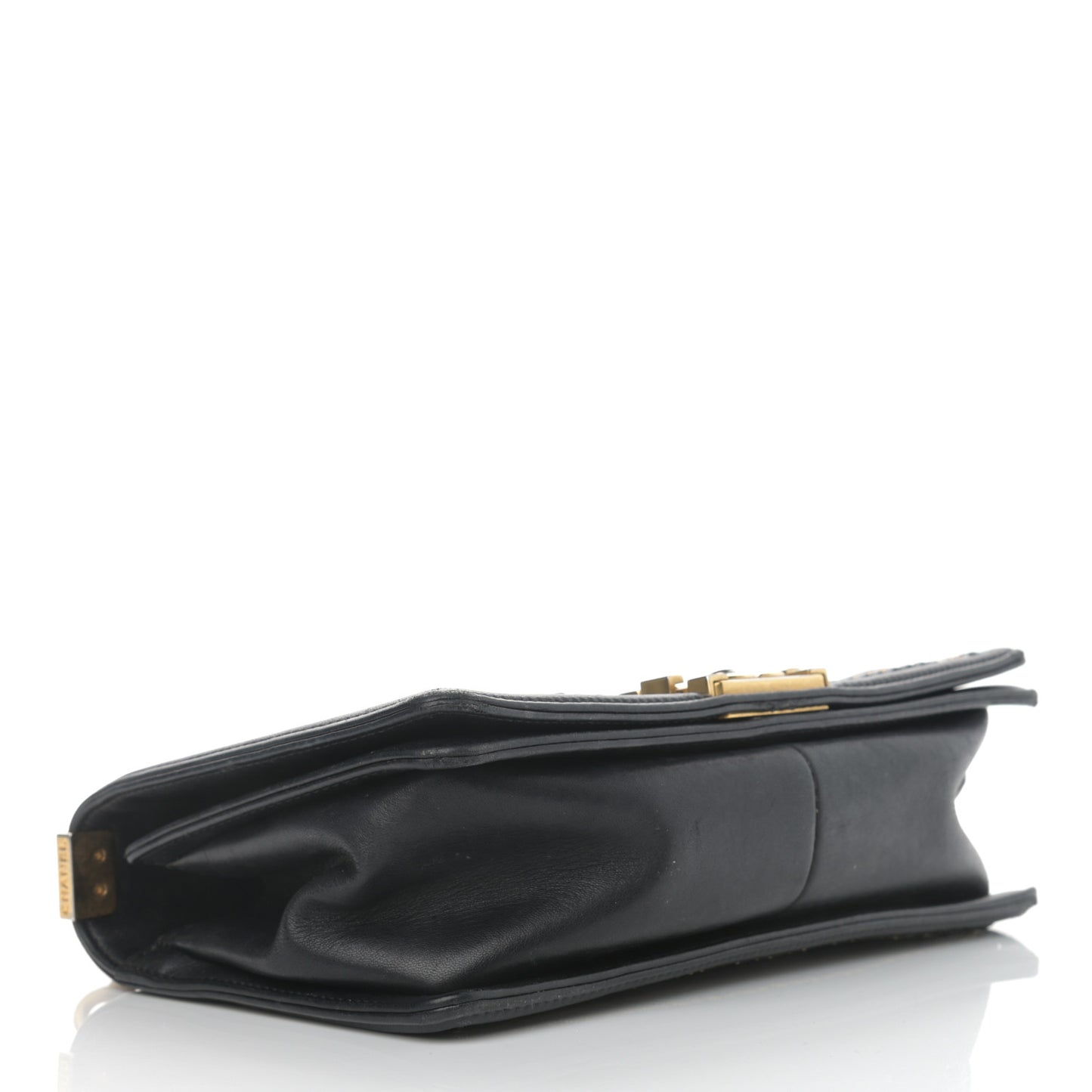 Lambskin Quilted Medium Chain Detail Boy Flap Black