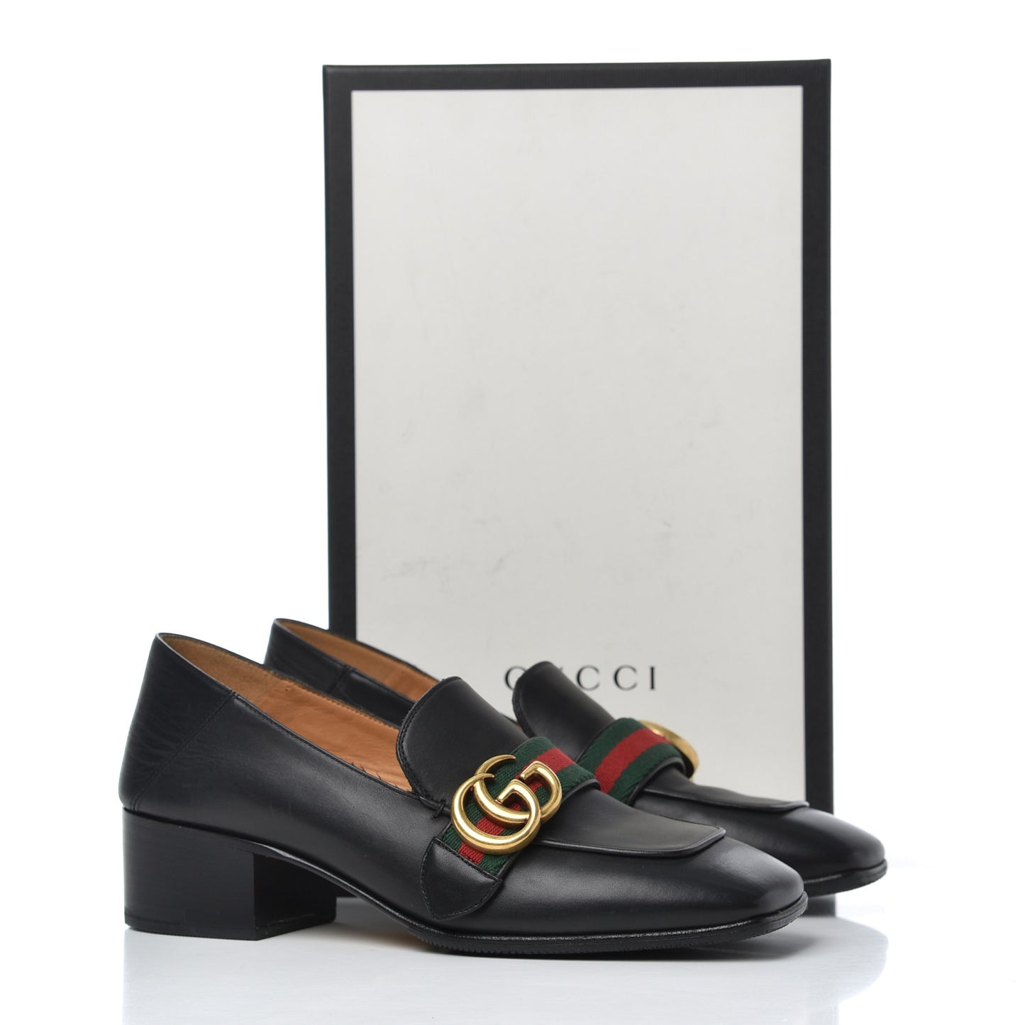 Calfskin Web Peyton Loafer Pumps 36.5 Black