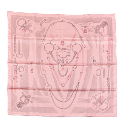 Hermes Silk Our Line Etude Pour Une Parure De Gala Scarf 90 Rose Ballerine Taupe Framboise 1 of 3