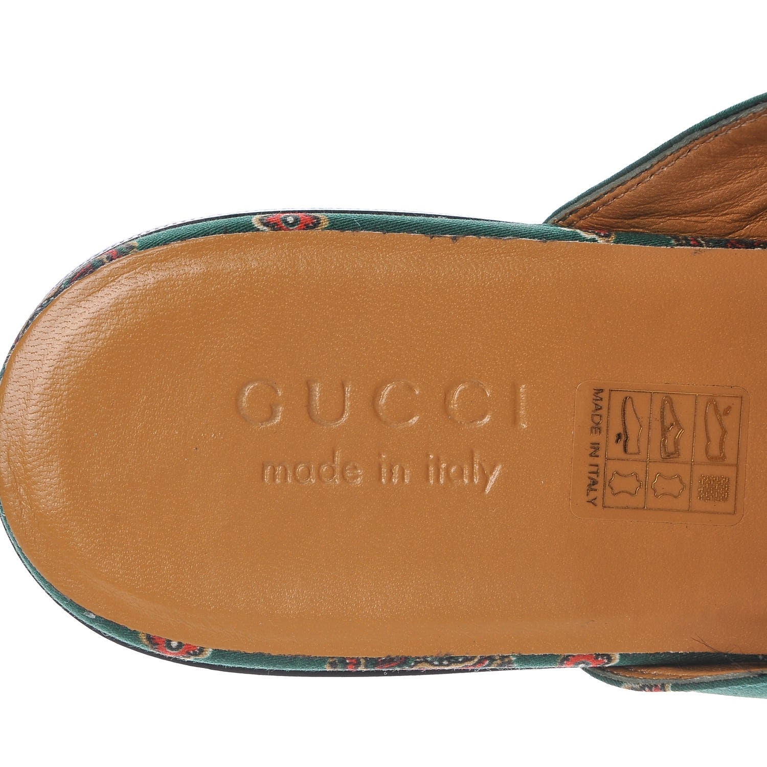 Gucci Satin Goatskin Jewel Highlands Printed Mens Princetown Slippers 8 Green 7 of 12