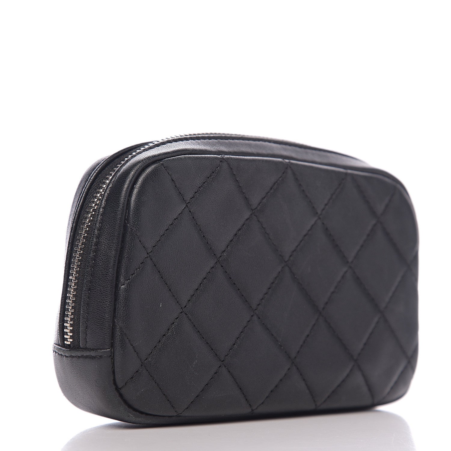 Chanel Lambskin Quilted Small Curvy Pouch Cosmetic Case Black 2 of 6