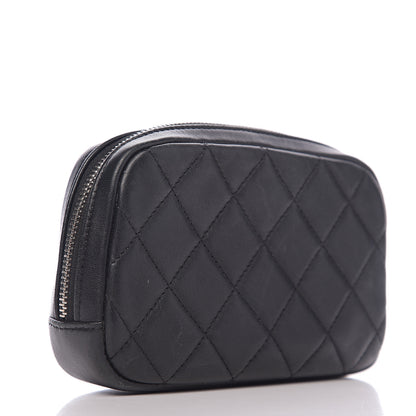Chanel Lambskin Quilted Small Curvy Pouch Cosmetic Case Black 2 of 6