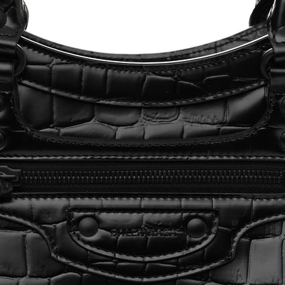 Balenciaga Semi Shiny Calfskin Crocodile Embossed Neo Classic Black Hardware S City Black 7 of 13