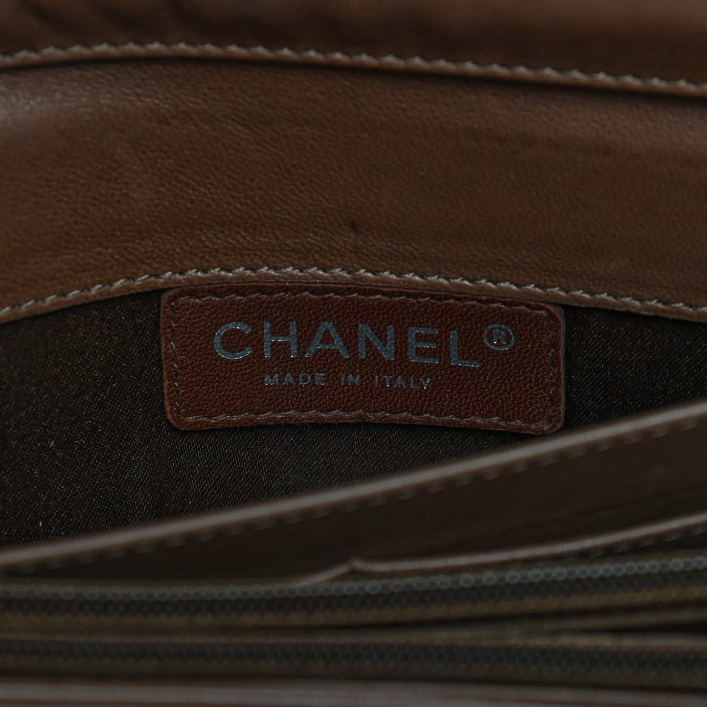 Lambskin Stitched Orient Express Wallet on Chain WOC Brown