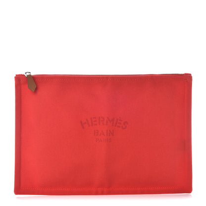 Hermes Toile Flat Yachting Pouch Rouge 1 of 8