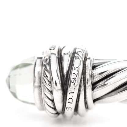 David Yurman Sterling Silver Diamond Prasiolite 8.5mm Crossover Hinge Bracelet 3 of 3
