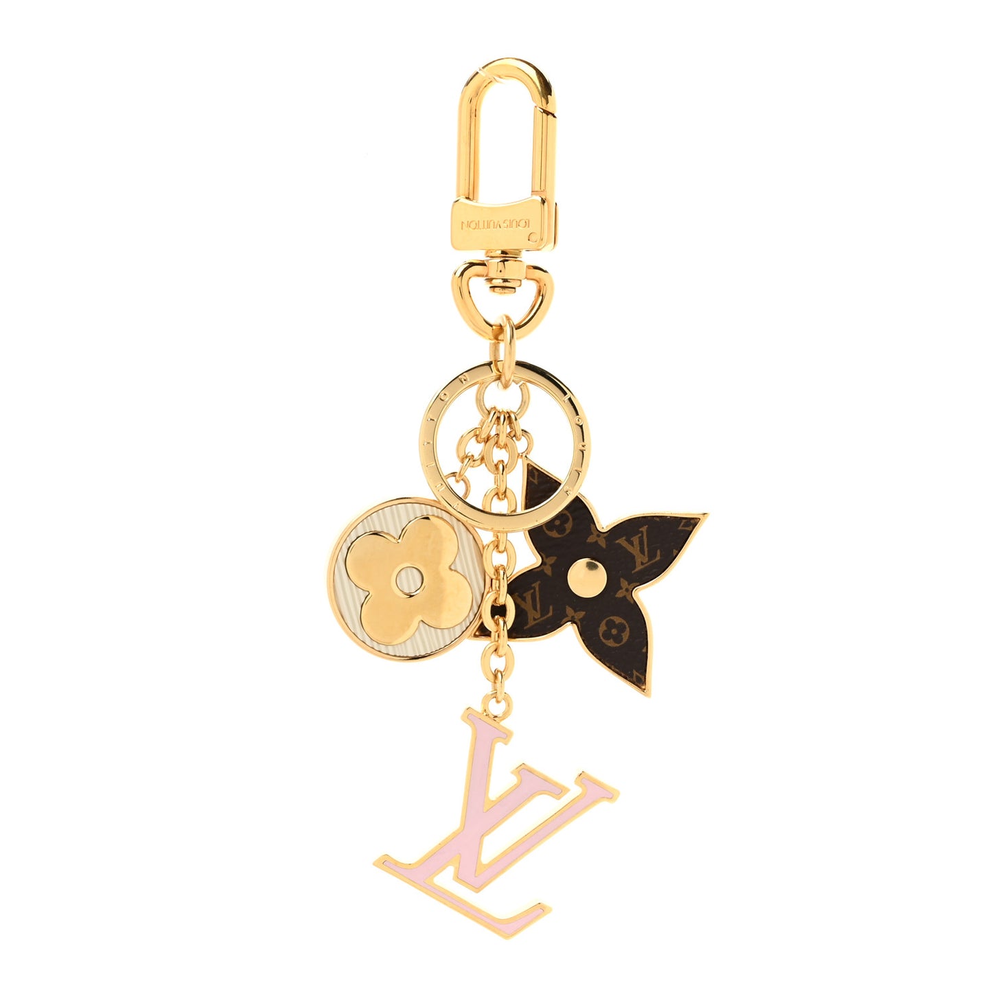 Metal Monogram Epi Spring Street Bag Charm Key Holder Gold
