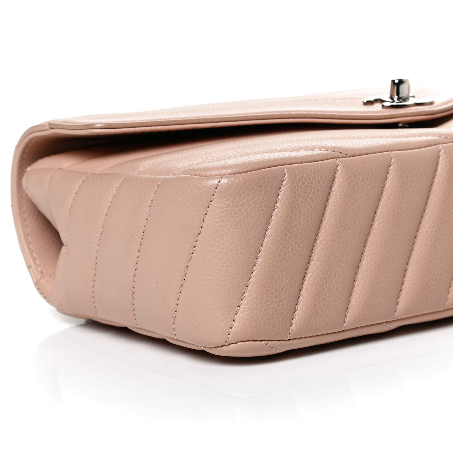 Caviar Chevron Quilted Single Flap Light Pink