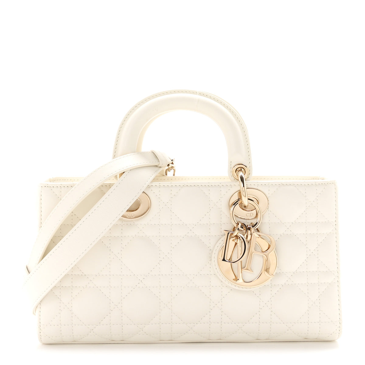 Christian Dior Lambskin Cannage Medium Lady D-Joy White 1 of 11