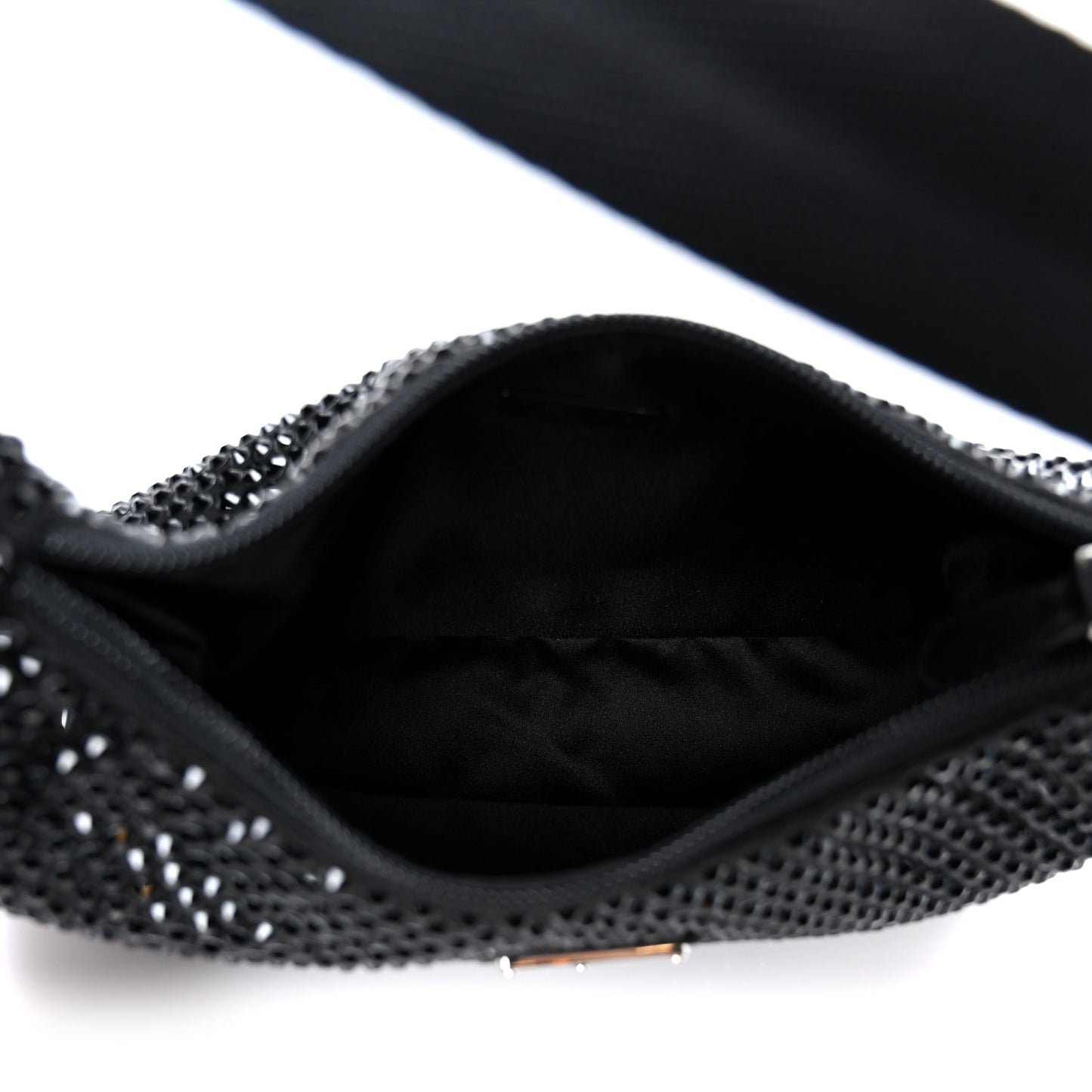 Satin Crystal Mini Re-Edition 2000 Bag Black