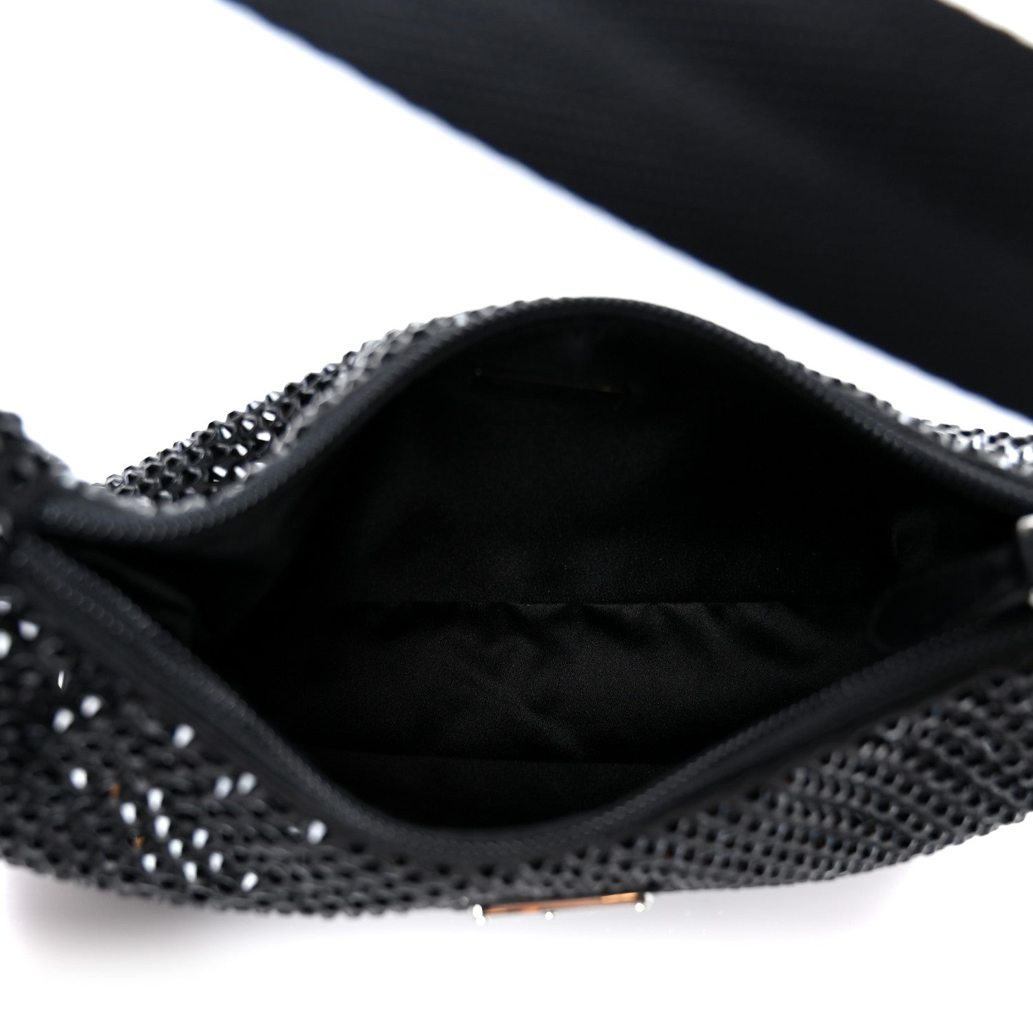 Prada Satin Crystal Mini Re-Edition 2000 Bag Black 4 of 10