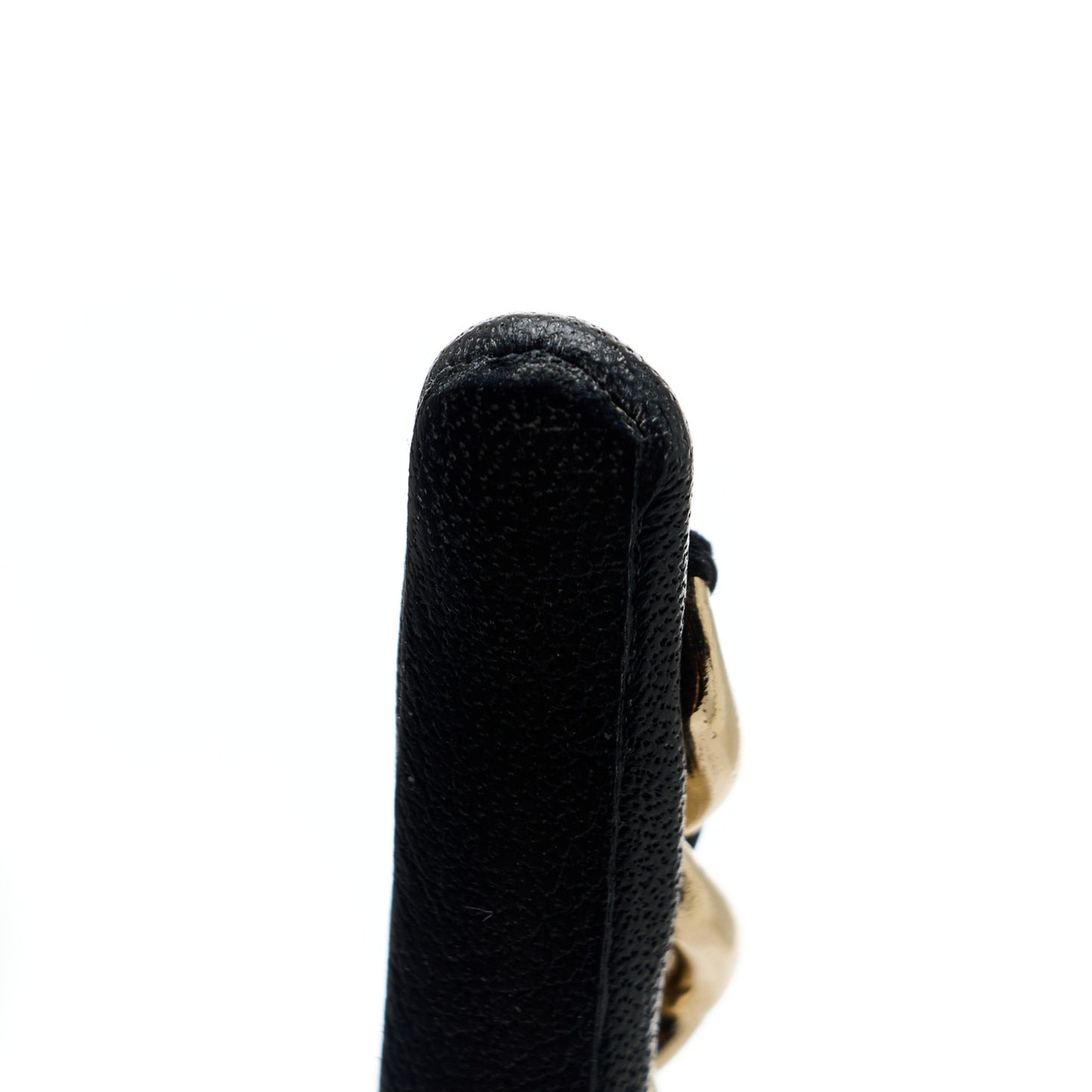Metal Lambskin Chain CC Headband Black Gold