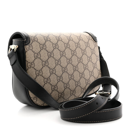 Gucci GG Supreme Monogram Horsebit 1955 Soft Small Shoulder Bag Beige Black 3 of 10