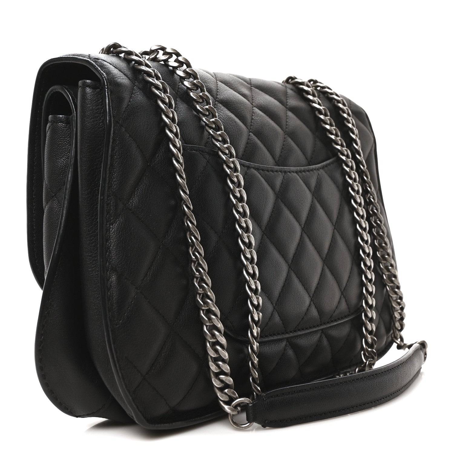 Chanel Metallic Goatskin Quilted Rock In Rome Flap Black 3 of 10