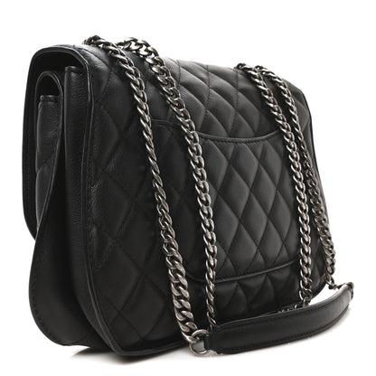 Chanel Metallic Goatskin Quilted Rock In Rome Flap Black 3 of 10