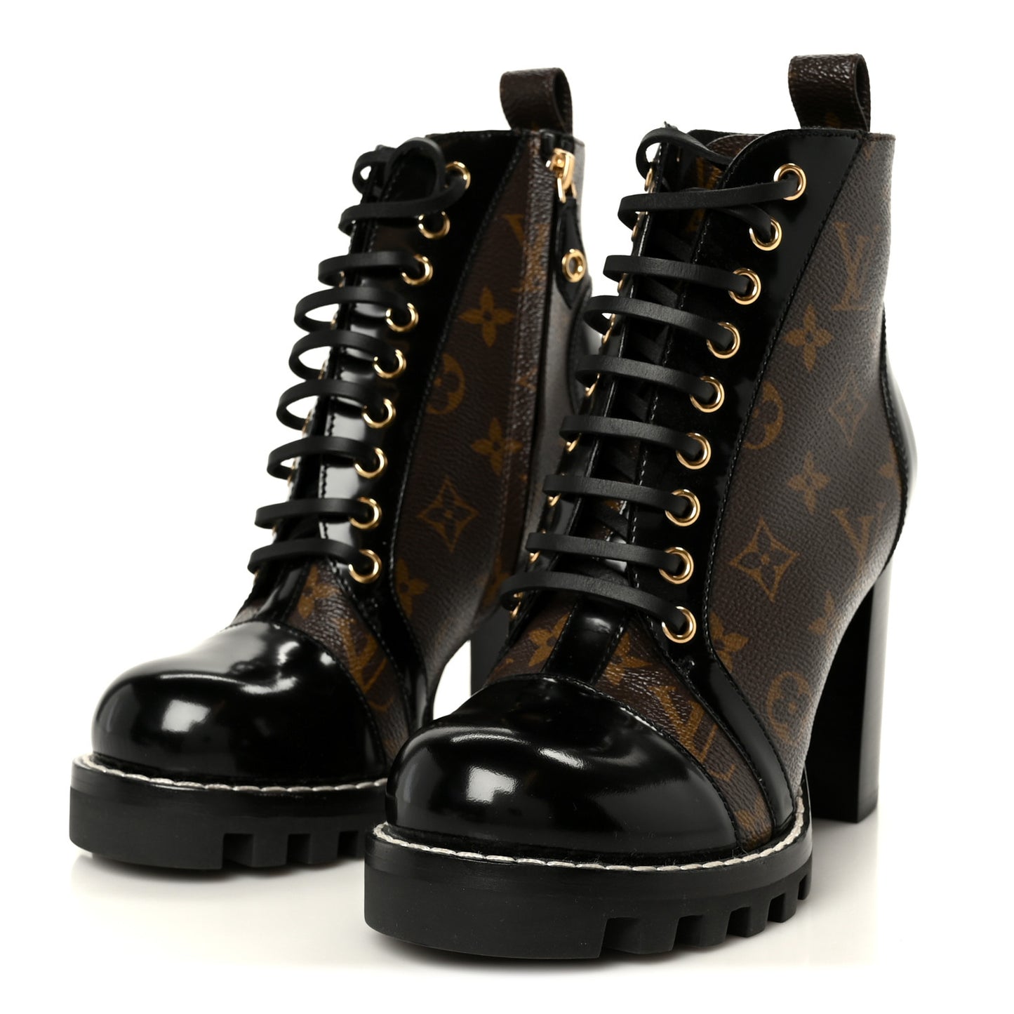 Patent Calfskin Monogram Star Trail Ankle Boots 36.5 Black
