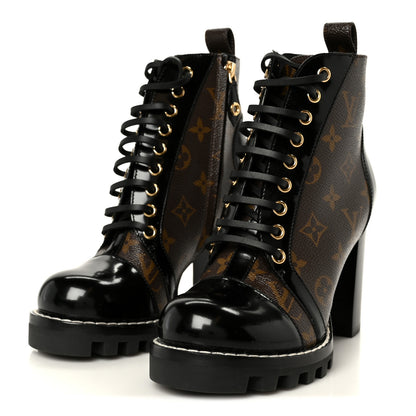 Louis Vuitton Patent Calfskin Monogram Star Trail Ankle Boots 36.5 Black 4 of 8
