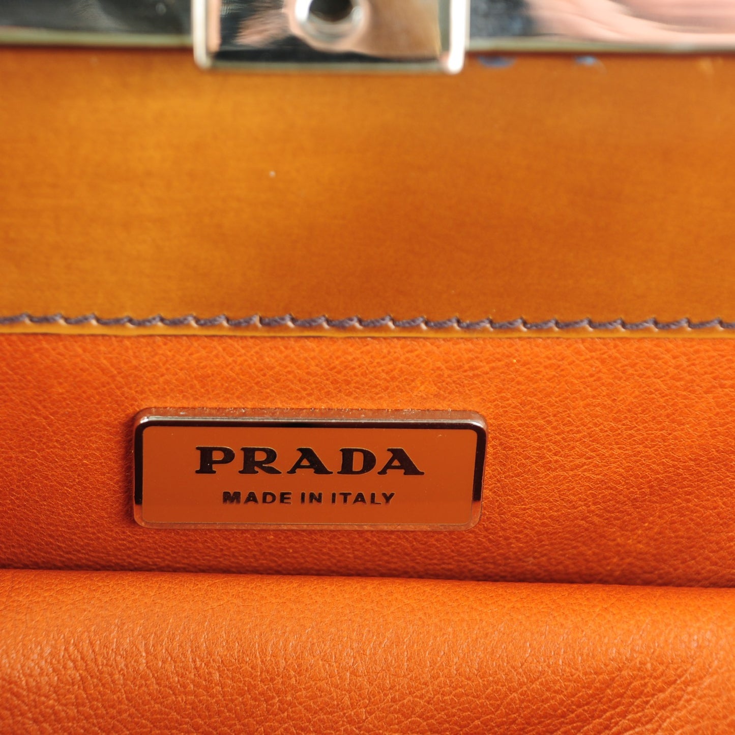 Spazzolato Logo Print Framed Bag Ambra