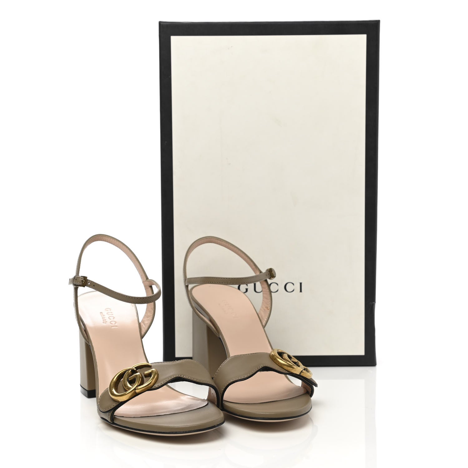Gucci Lifford Calfskin GG Marmont Ankle Wrap 75mm Sandals 36.5 Mud 8 of 8