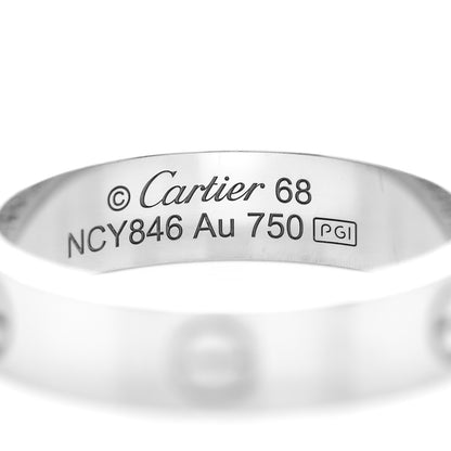 Cartier 18K White Gold 5.5mm LOVE Ring 68 12.25 4 of 5
