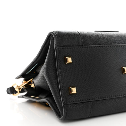 Valentino Garavani Grained Calfskin Twist Lock My Rockstud Shoulder Bag Black 9 of 10