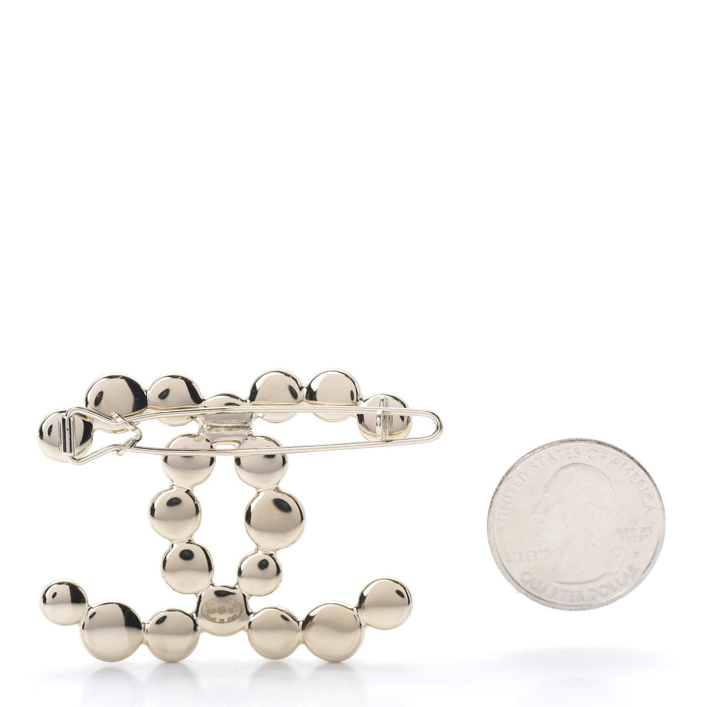 Metal Beaded CC Hair Clip Gold