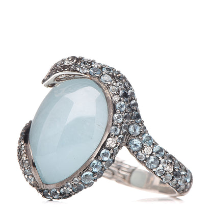 John Hardy Sterling Silver Diamond Blue Topaz Aquamarine Legends Cobra Ring 54 6.75 3 of 6