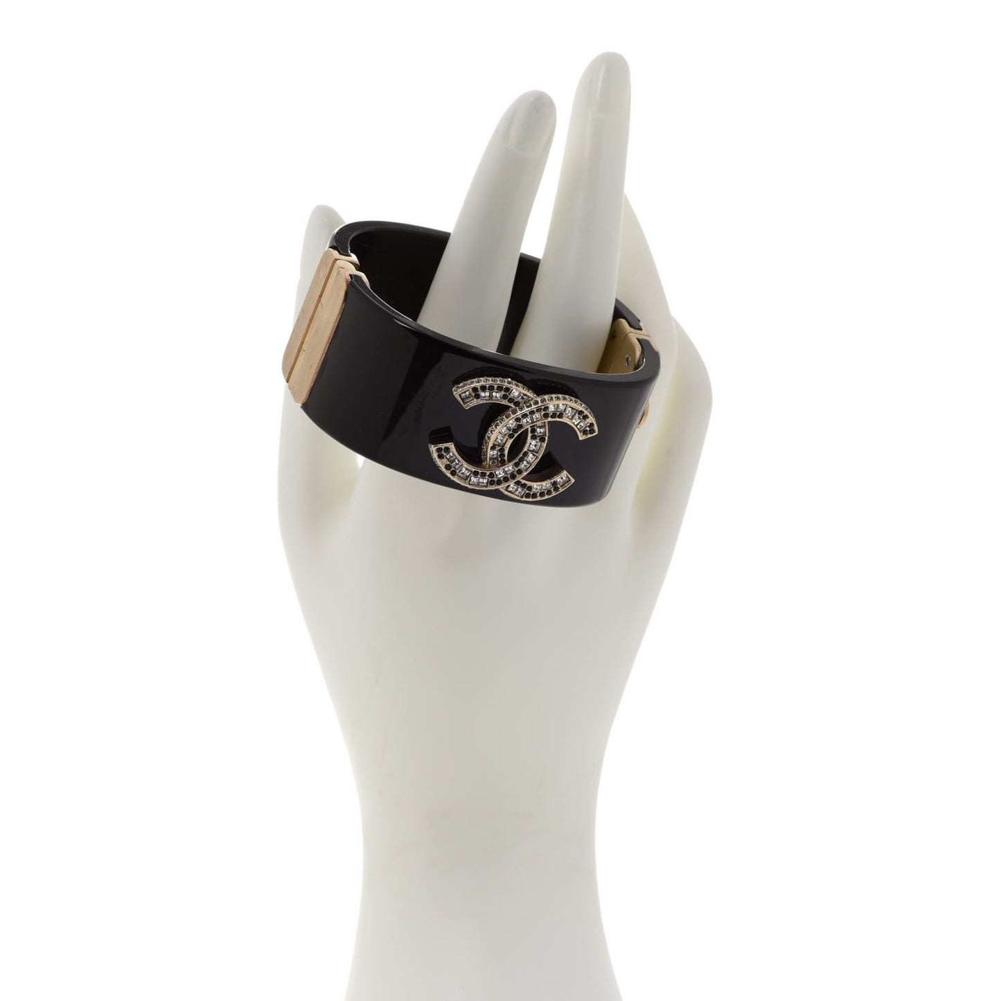 Resin Baguette Crystal CC Cuff Black