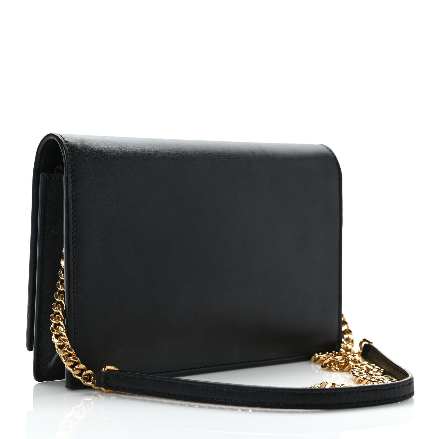 Saint Laurent Smooth Calfskin Classic Monogram Kate Tassel Chain Wallet Black 3 of 9