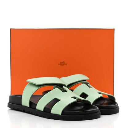 Hermes Epsom Womens Chypre Sandals 37.5 Vert Jade 9 of 9