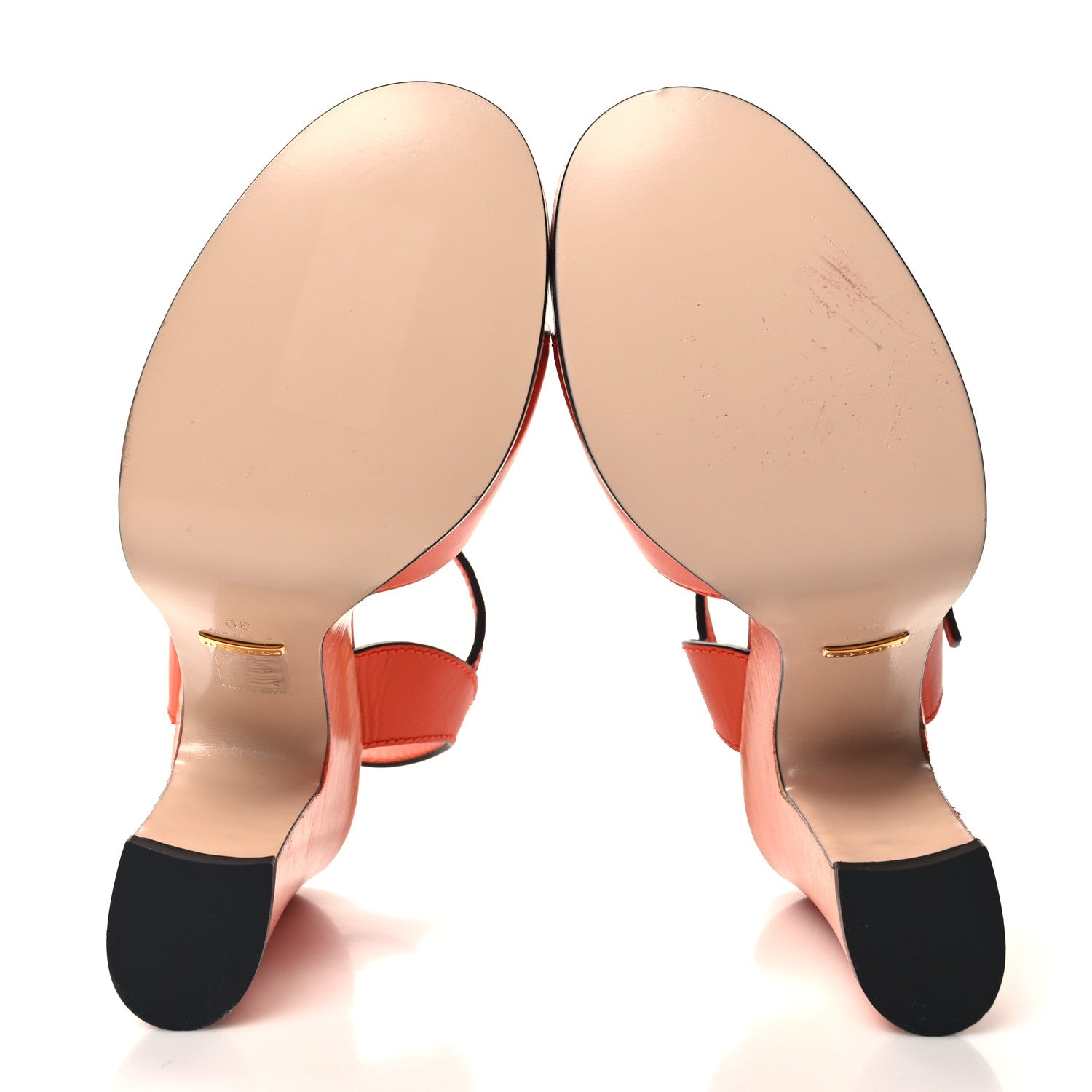 Gucci Cosmos Softy Calfskin Wooden Interlocking G Cut-Out 30/120mm Platform Sandals 39 Deep Orange 5 of 7