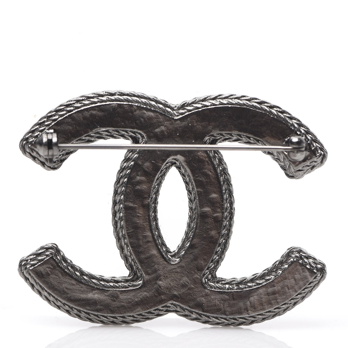 Ruthenium Tweed CC Brooch Black Multicolor