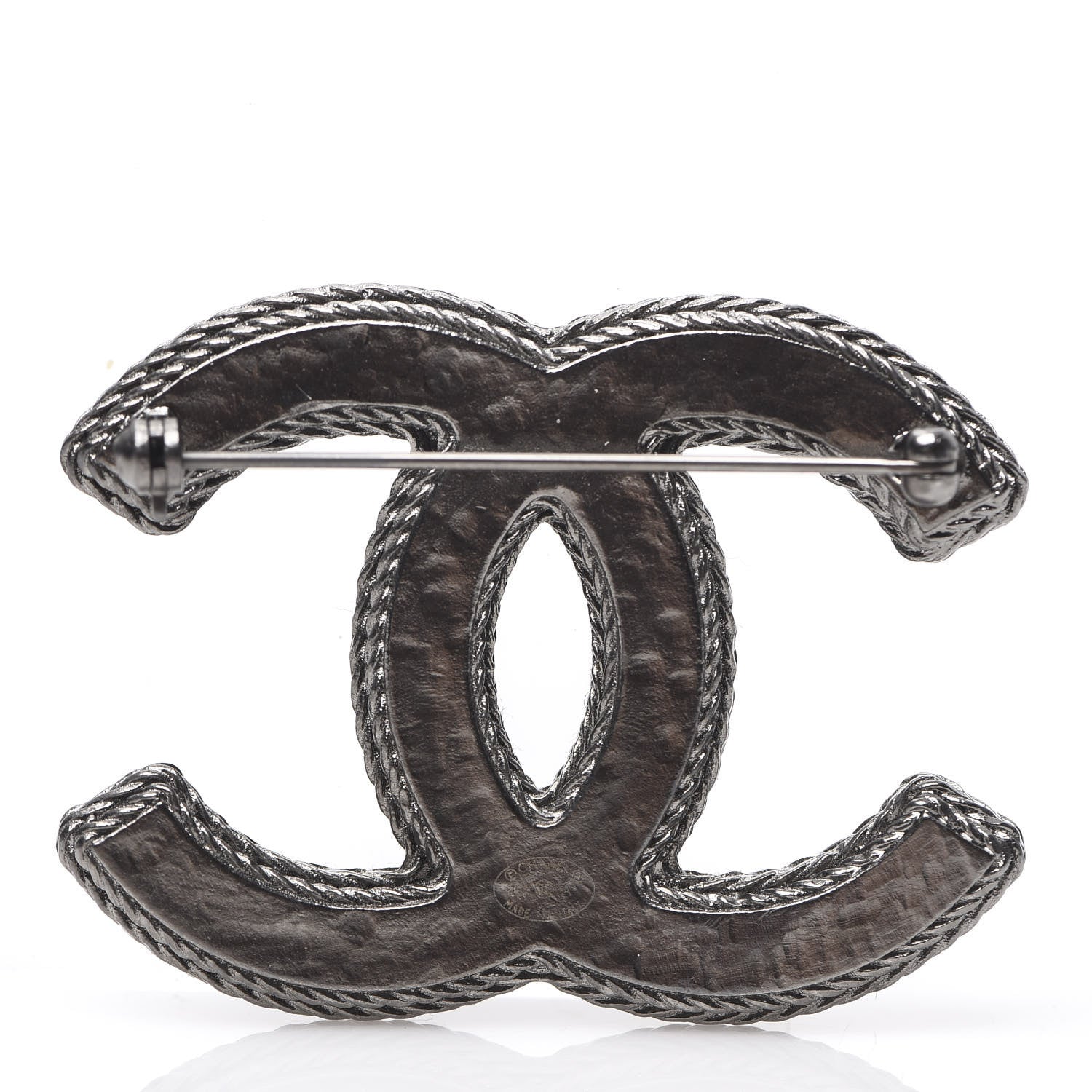 Chanel Ruthenium Tweed CC Brooch Black Multicolor 2 of 3