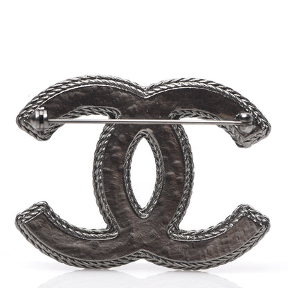Chanel Ruthenium Tweed CC Brooch Black Multicolor 2 of 3