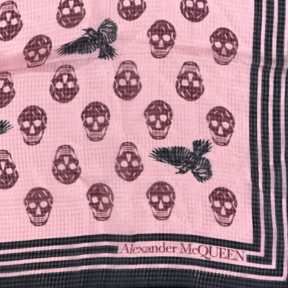 Alexander McQueen Silk Chiffon Lion Skull Scarf Black Pink 2 of 3