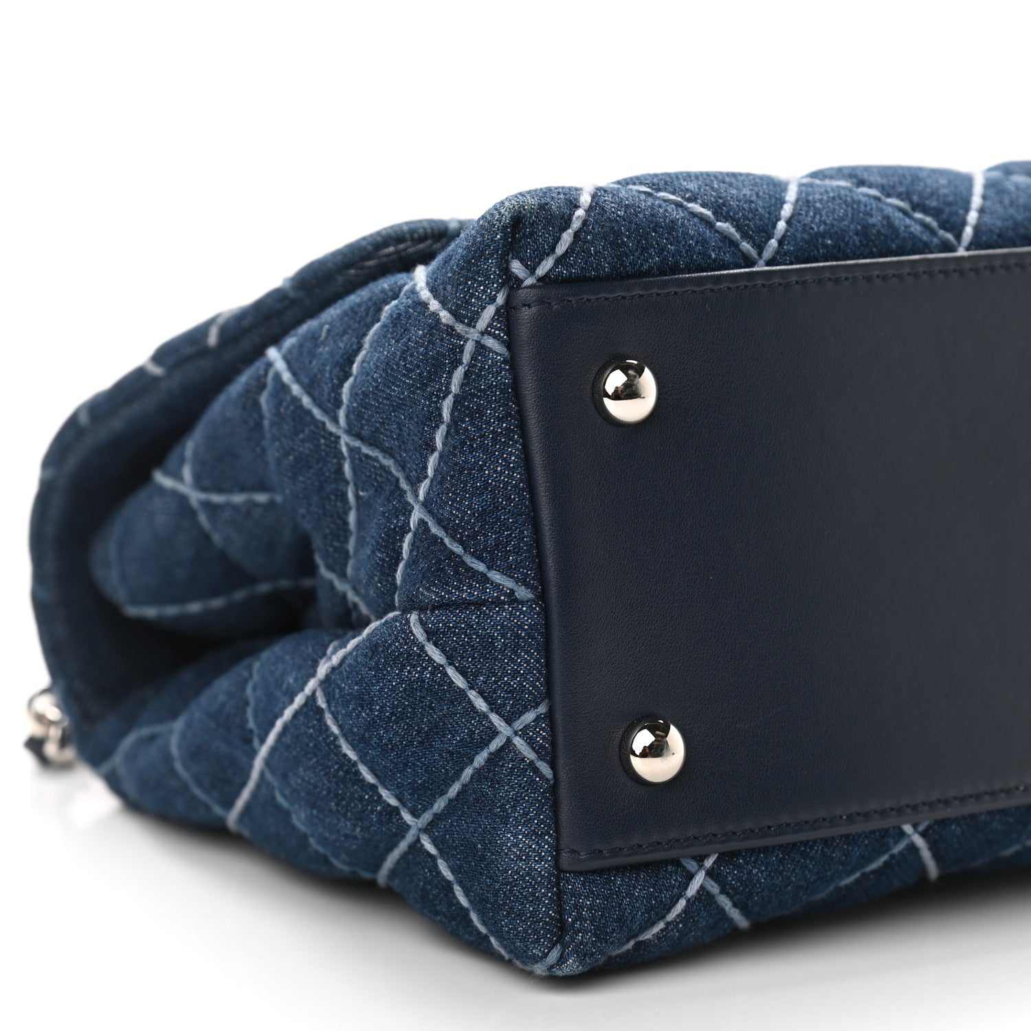 Chanel Denim Quilted Small Coco Handle Flap Blue 9 of 11