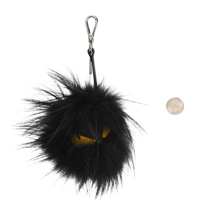 Fendi Vitello Elite Fox Fur Fusto Monster Bag Bug Charm Black Yellow 2 of 4