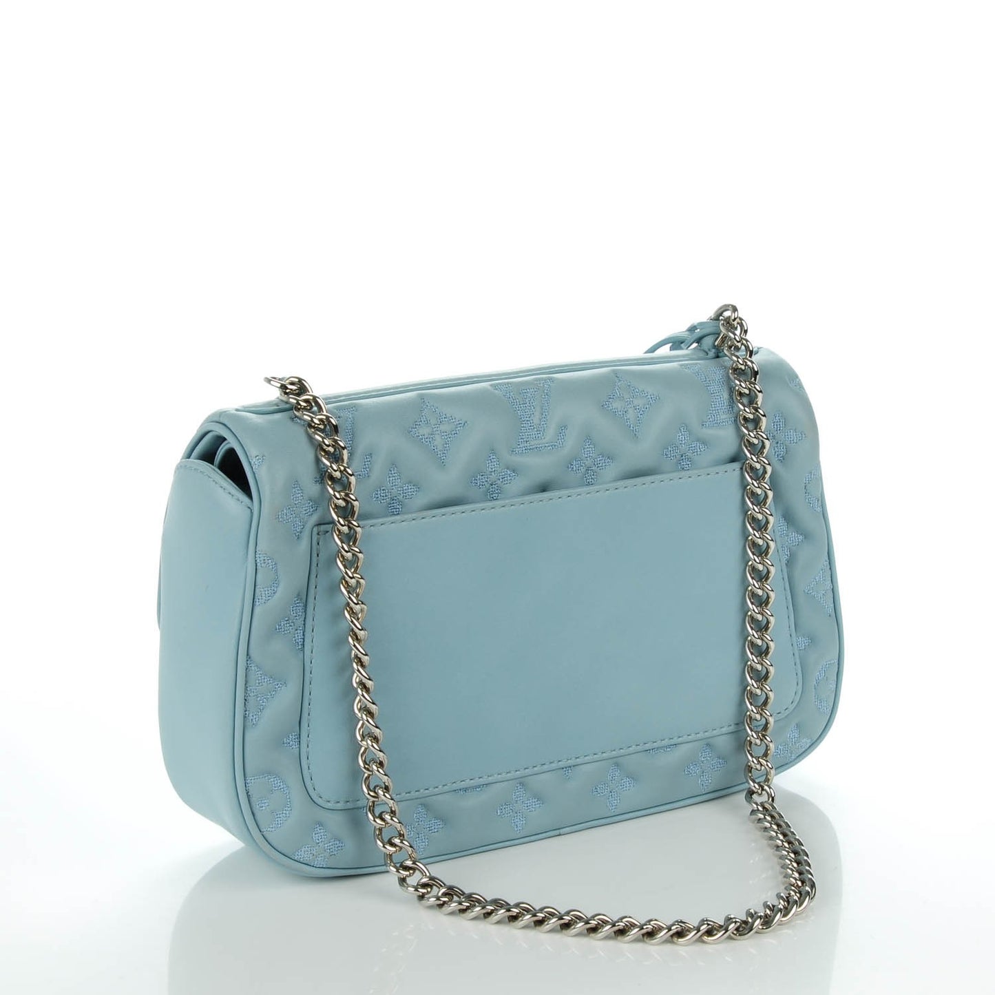 Lambskin Mama Broderie Pochette Blue