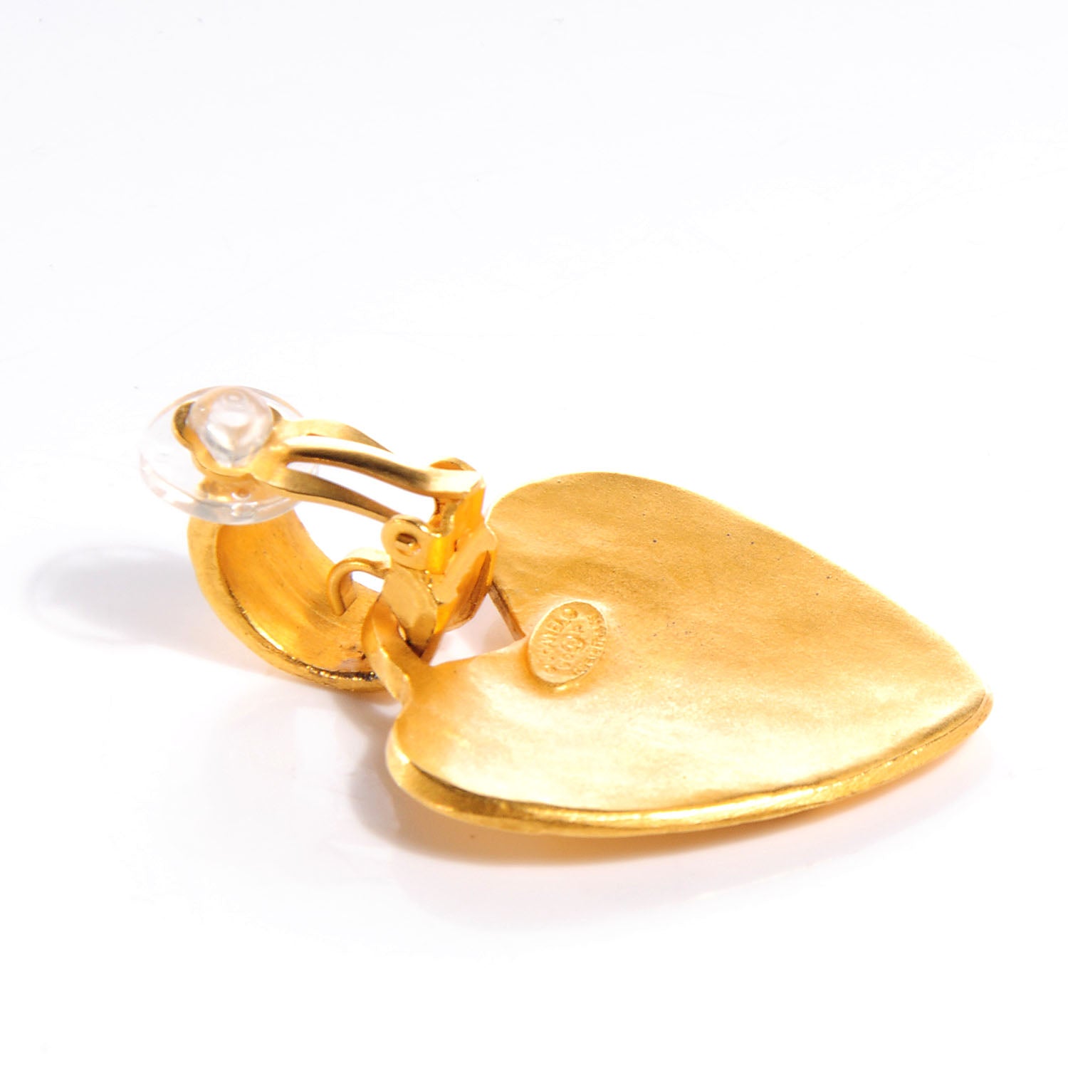 Chanel CC Heart Drop Clip On Earrings Gold 3 of 5