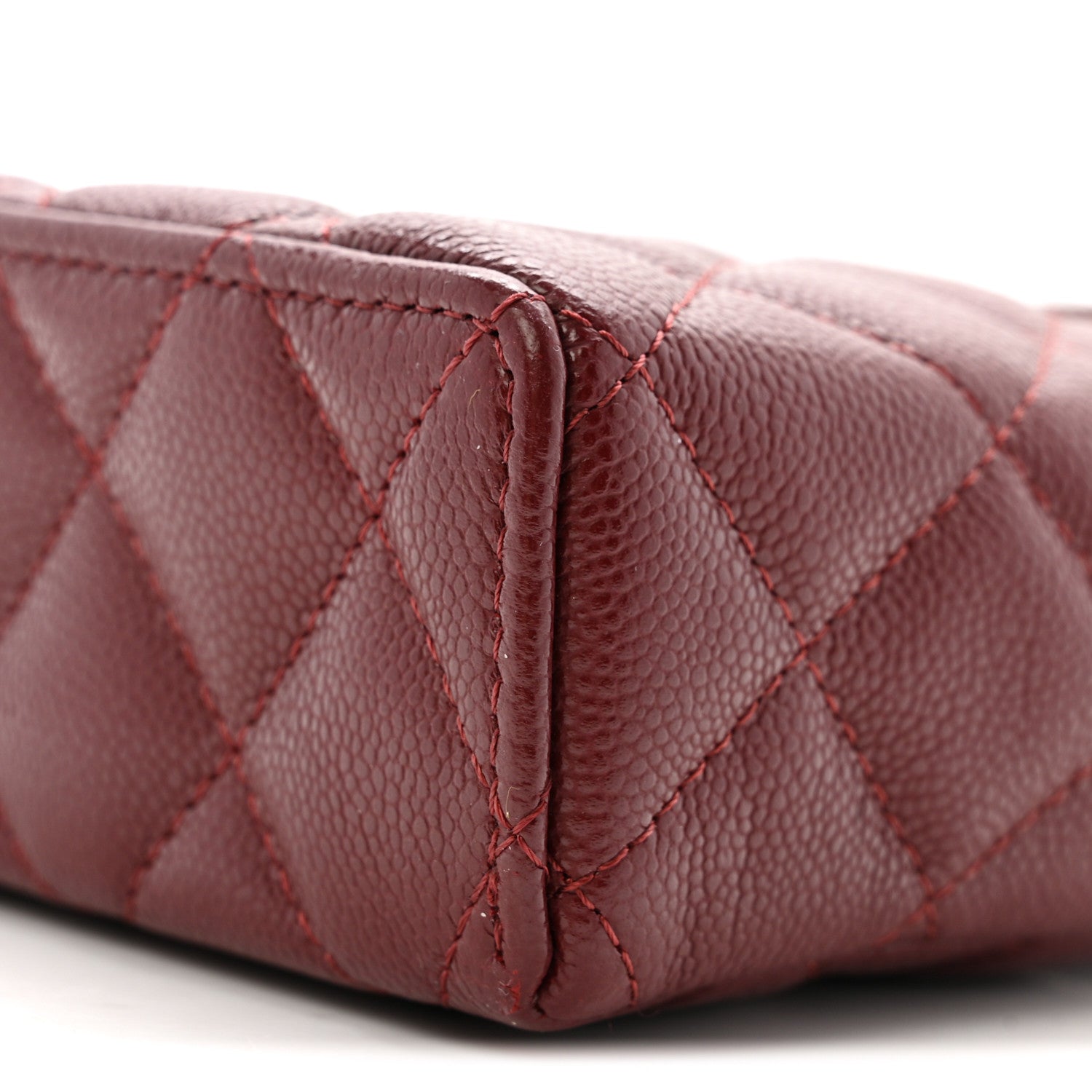 Chanel Caviar Quilted Top Handle Slim Vanity With Chain Burgundy 10 of 10