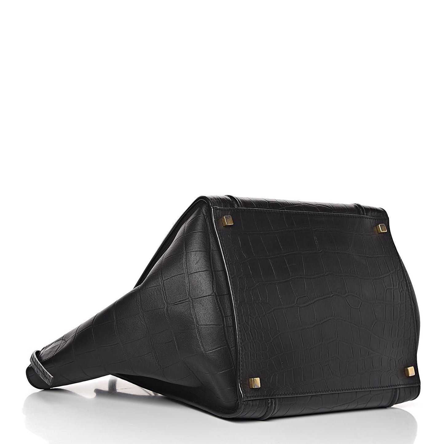 Calfskin Crocodile Embossed Medium Phantom Luggage Black