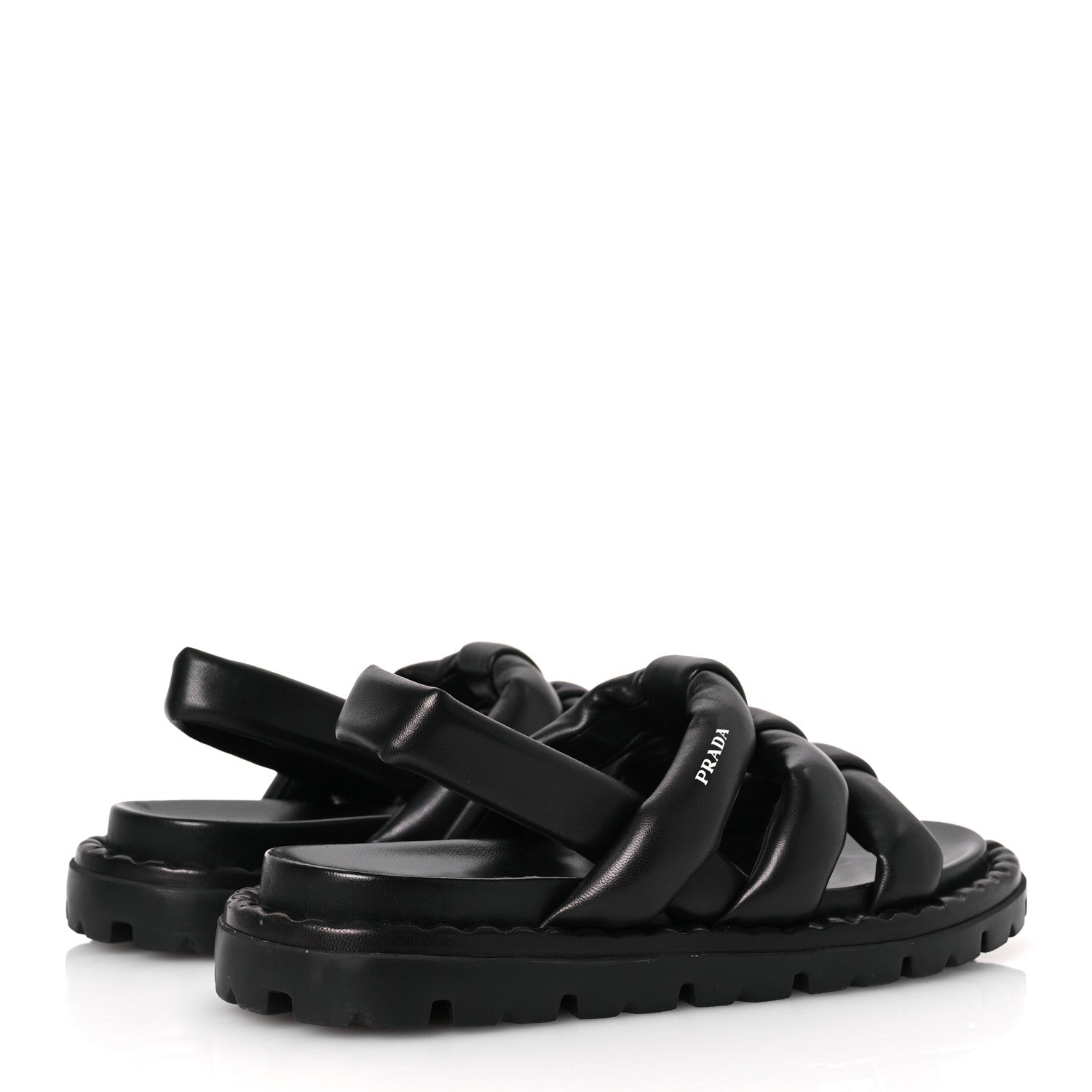 Prada Nappa Padded Blow 20mm Slingback Sandals 40 Black 5 of 12