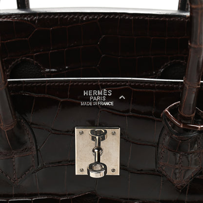 Hermes Shiny Porosus Crocodile Birkin 35 Cocoan 6 of 13