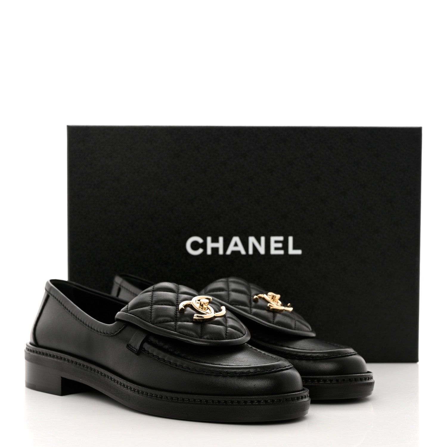 Chanel Lambskin Quilted CC Turnlock Loafers 36.5 Black 9 of 9